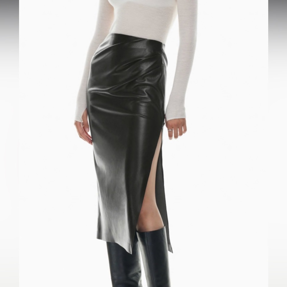 Aritzia / Wilfred Angie Faux Leather Maxi Midi Skirt with Slit New with Tags!